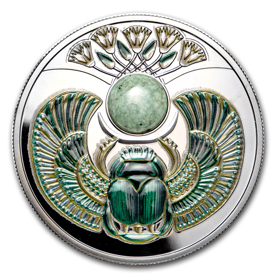 2020 Niue $1 Sapphire Scarabaeus 1//2 oz Silver Coin w//Gemstone Mintage 999